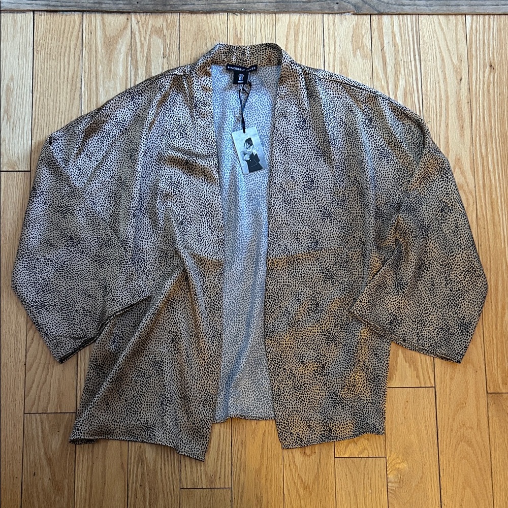 Sincerely Jules Patterned Tan and Black Polyester Spandex Cardigan NWT